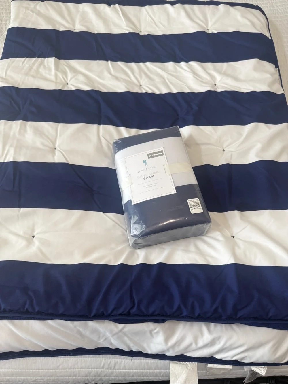 Pottery Barn Kids Rugby Striped Twin Comforter with 1 standard size pillow sham